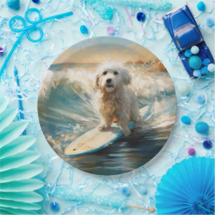 Coton De Tulear Beach Surfmalerei Pappteller