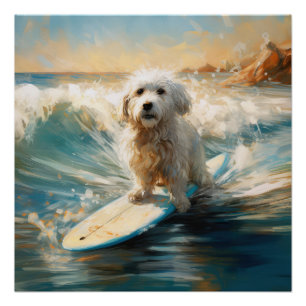 Coton De Tulear Beach Surfmalerei Poster
