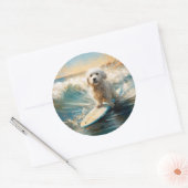 Coton De Tulear Beach Surfmalerei Runder Aufkleber (Umschlag)