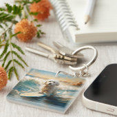 Coton De Tulear Beach Surfmalerei Schlüsselanhänger (Vorderseite rechts)