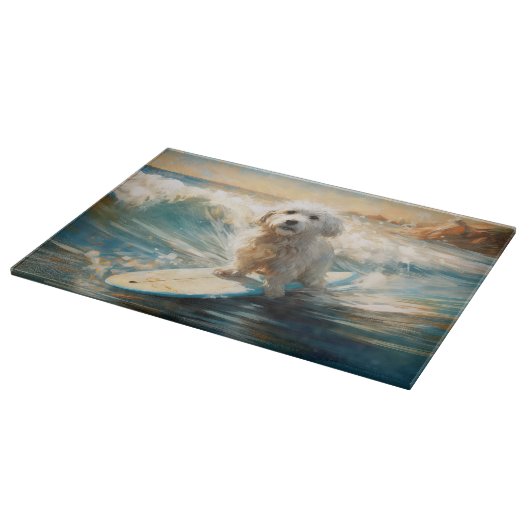 Coton De Tulear Beach Surfmalerei Schneidebrett (Ecke)