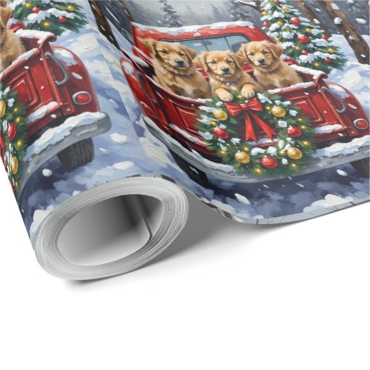 Coton de Tulear Christmas Red Truck Holiday Geschenkpapier (Rolleneckpunkt)