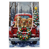 Coton de Tulear Christmas Red Truck Holiday Mittlere Geschenktüte (Rückseite)