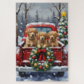 Coton de Tulear Christmas Red Truck Holiday Puzzle (Vertikal)
