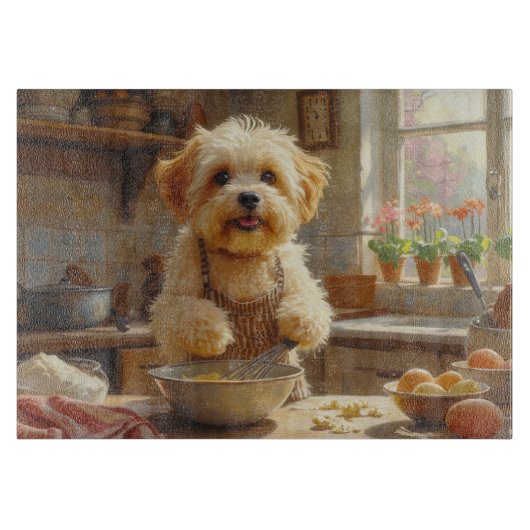 Coton de Tulear Cooking in Kitchen Schneidebrett (Vorderseite)
