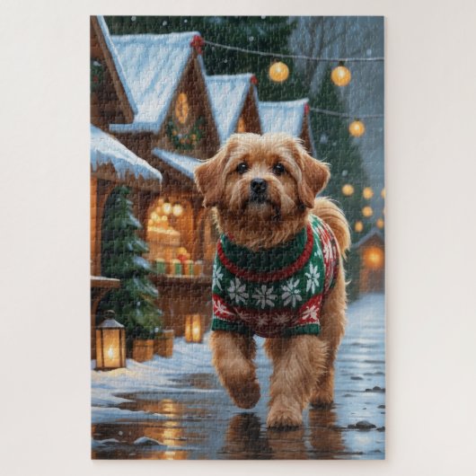 Coton De Tulear Dog Christmas Snow Holiday Puzzle (Vertikal)