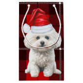 Coton de Tulear Dog Festive Red Kariert Christmas Kleine Geschenktüte (Rückseite)