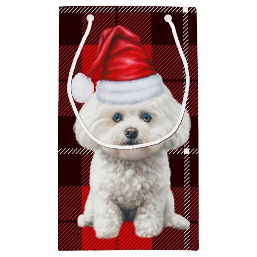 Coton de Tulear Dog Festive Red Kariert Christmas Kleine Geschenktüte (Rückseite)
