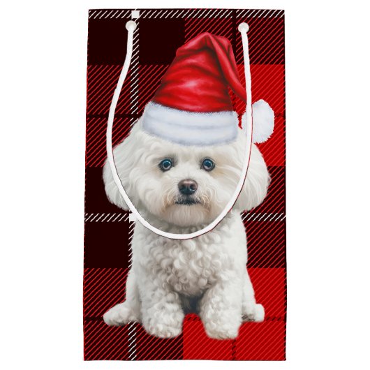 Coton de Tulear Dog Festive Red Kariert Christmas Kleine Geschenktüte (Vorderseite)