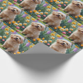 Coton De Tulear Dog Frühlingsblumen Malerei Geschenkpapier (Ecke)