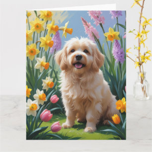 Coton De Tulear Dog Frühlingsblumen Malerei Karte