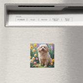 Coton De Tulear Dog Frühlingsblumen Malerei Magnet (In Situ (Geschirrspüler))