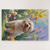 Coton De Tulear Dog Frühlingsblumen Malerei Puzzle (Horizontal)