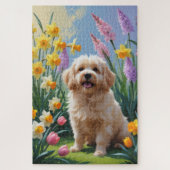 Coton De Tulear Dog Frühlingsblumen Malerei Puzzle (Vertikal)