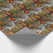 Coton De Tulear Dog Herbsternte Erntedank Geschenkpapier (Ecke)
