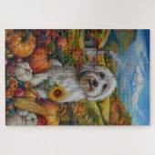 Coton De Tulear Dog Herbsternte Erntedank Puzzle (Horizontal)