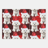 Coton de Tulear Dog Holiday Red Kariert Weihnachte Geschenkpapier Set (Vorderseite 2)