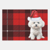 Coton de Tulear Dog Holiday Red Kariert Weihnachte Geschenkpapier Set (Vorderseite)