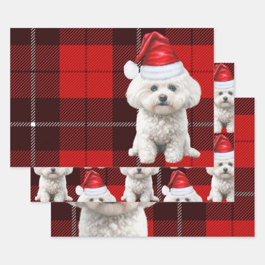Coton de Tulear Dog Holiday Red Kariert Weihnachte Geschenkpapier Set (Set)