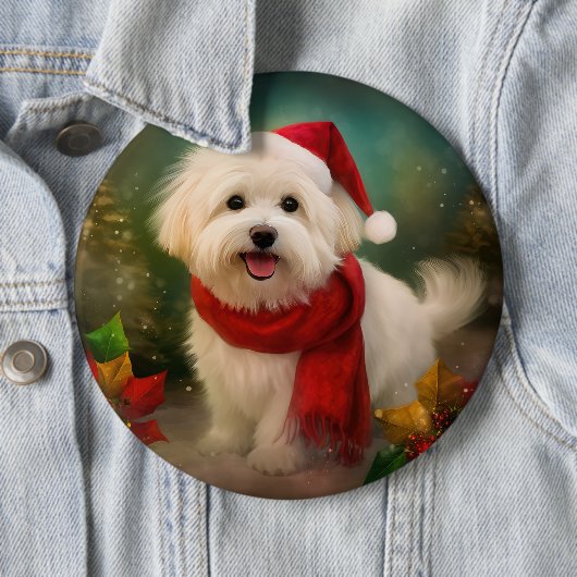 Coton De Tulear Dog in Schnee Weihnachten Button (Beispiel)