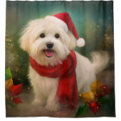 Coton De Tulear Dog in Schnee Weihnachten Duschvorhang (Vorderseite)