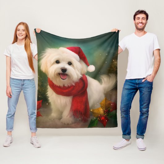Coton De Tulear Dog in Schnee Weihnachten Fleecedecke (Beispiel)