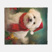 Coton De Tulear Dog in Schnee Weihnachten Fleecedecke (Vorderseite (Horizontal))