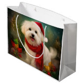 Coton De Tulear Dog in Schnee Weihnachten Große Geschenktüte (Rückseite Schrägansicht)