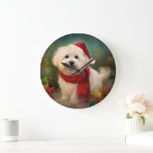 Coton De Tulear Dog in Schnee Weihnachten Große Wanduhr (Zuhause)