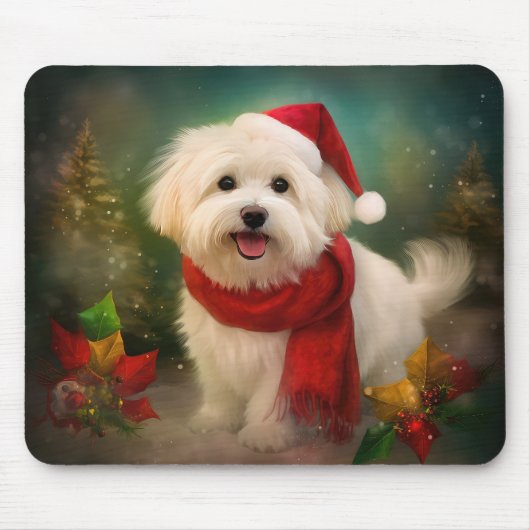 Coton De Tulear Dog in Schnee Weihnachten Mousepad (Vorne)