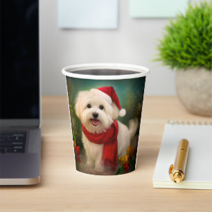 Coton De Tulear Dog in Schnee Weihnachten Pappbecher