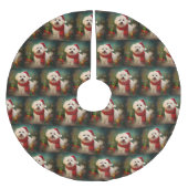 Coton De Tulear Dog in Schnee Weihnachten Polyester Weihnachtsbaumdecke (Vorderseite)