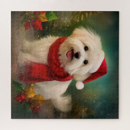 Coton De Tulear Dog in Schnee Weihnachten Puzzle (Horizontal)