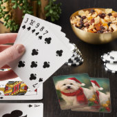 Coton De Tulear Dog in Schnee Weihnachten Spielkarten (In Situ)