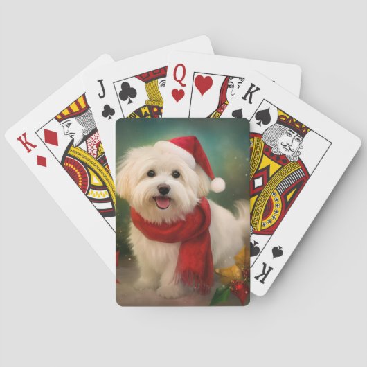Coton De Tulear Dog in Schnee Weihnachten Spielkarten (Rückseite)