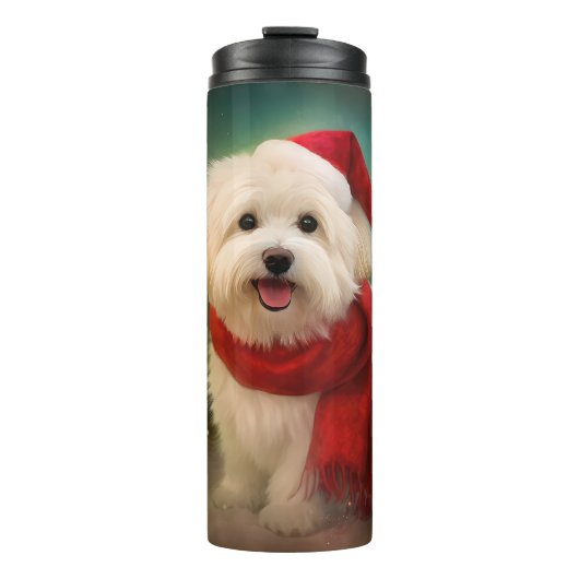 Coton De Tulear Dog in Schnee Weihnachten Thermosbecher (Vorderseite)