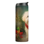 Coton De Tulear Dog in Schnee Weihnachten Thermosbecher (Nach links gedreht)