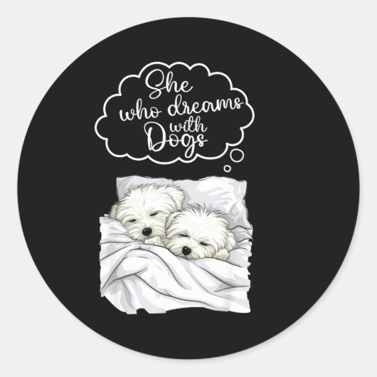 Coton De Tulear Dog Nightgown Pajama  Runder Aufkleber (Vorderseite)
