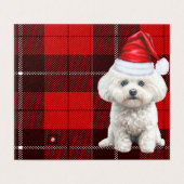 Coton de Tulear Dog Red Holiday Weihnachten Karier (Außenseite Aufgefaltet)