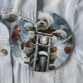 Coton De Tulear Dog Riding Motorrad Weihnachten Button (Beispiel)