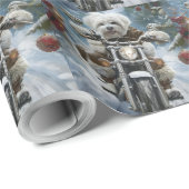 Coton De Tulear Dog Riding Motorrad Weihnachten Geschenkpapier (Rolleneckpunkt)