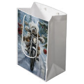 Coton De Tulear Dog Riding Motorrad Weihnachten Mittlere Geschenktüte (Vorderseite Schrägansicht)