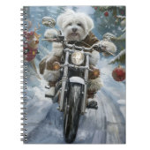 Coton De Tulear Dog Riding Motorrad Weihnachten Notizblock (Vorderseite)