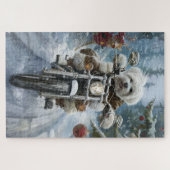 Coton De Tulear Dog Riding Motorrad Weihnachten Puzzle (Horizontal)