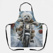 Coton De Tulear Dog Riding Motorrad Weihnachten Schürze (Vorderseite)