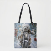 Coton De Tulear Dog Riding Motorrad Weihnachten Tasche (Vorderseite)