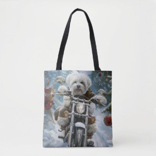 Coton De Tulear Dog Riding Motorrad Weihnachten Tasche