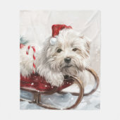 Coton De Tulear Dog Weihnachtsfest Fleecedecke (Vorderseite)