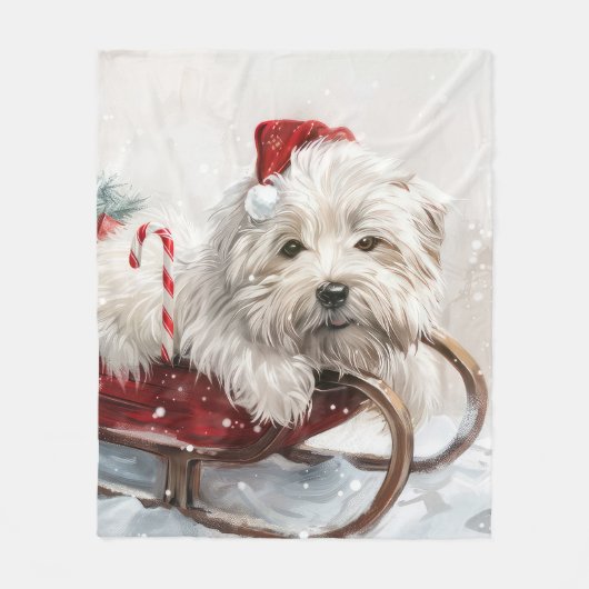 Coton De Tulear Dog Weihnachtsfest Fleecedecke (Vorderseite)