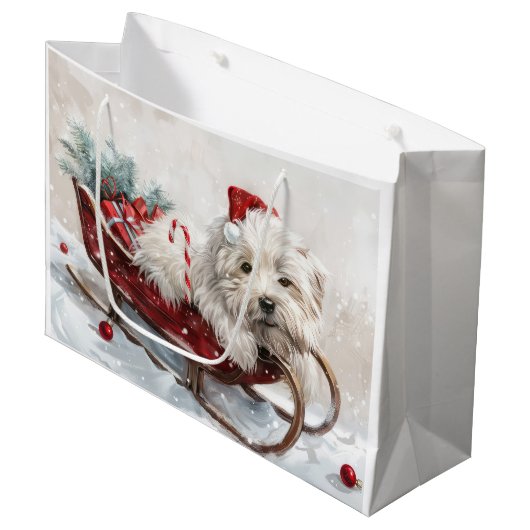 Coton De Tulear Dog Weihnachtsfest Große Geschenktüte (Vorderseite Schrägansicht)